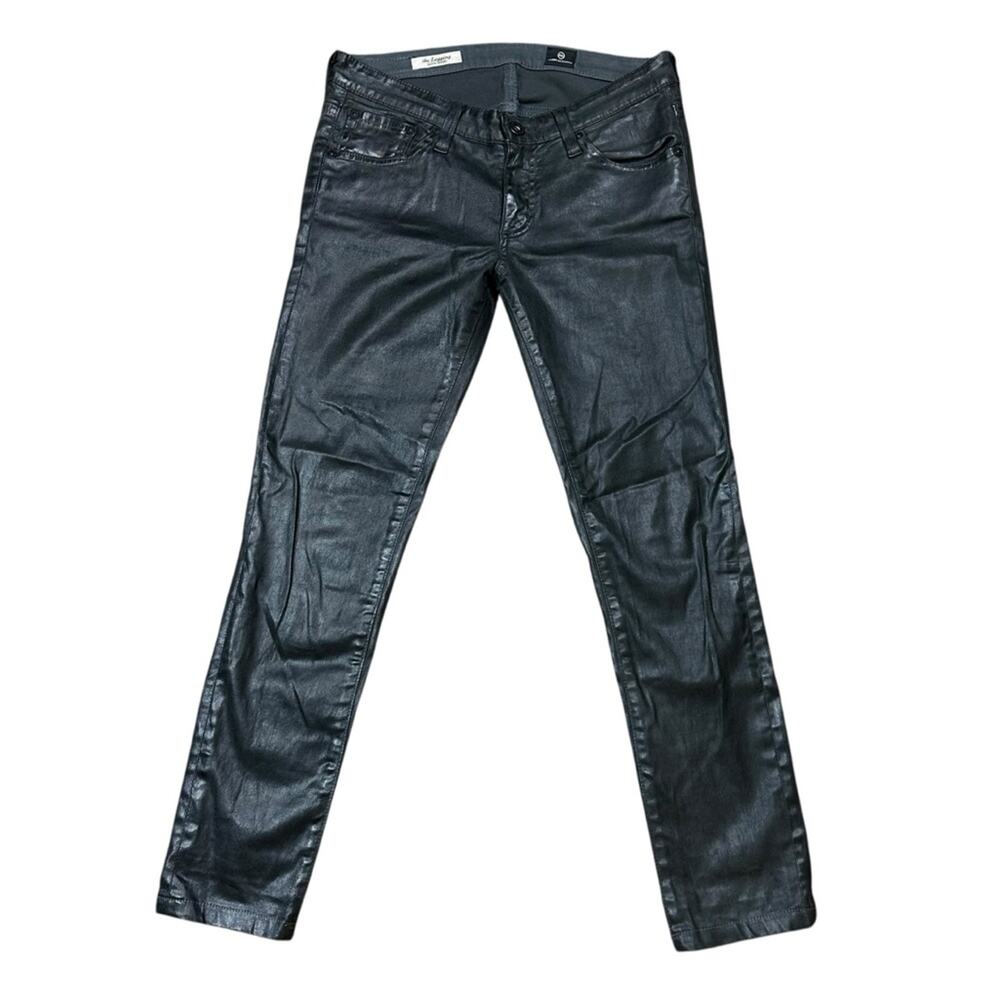 AG Adriano Goldschmeid The Legging Super Skinny Metallic Black Size 26